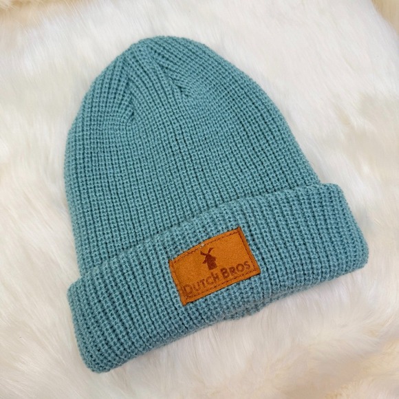 Dutch Bros Cuffed Beanie Knit Hat in Teal Blue - Picture 1 of 4